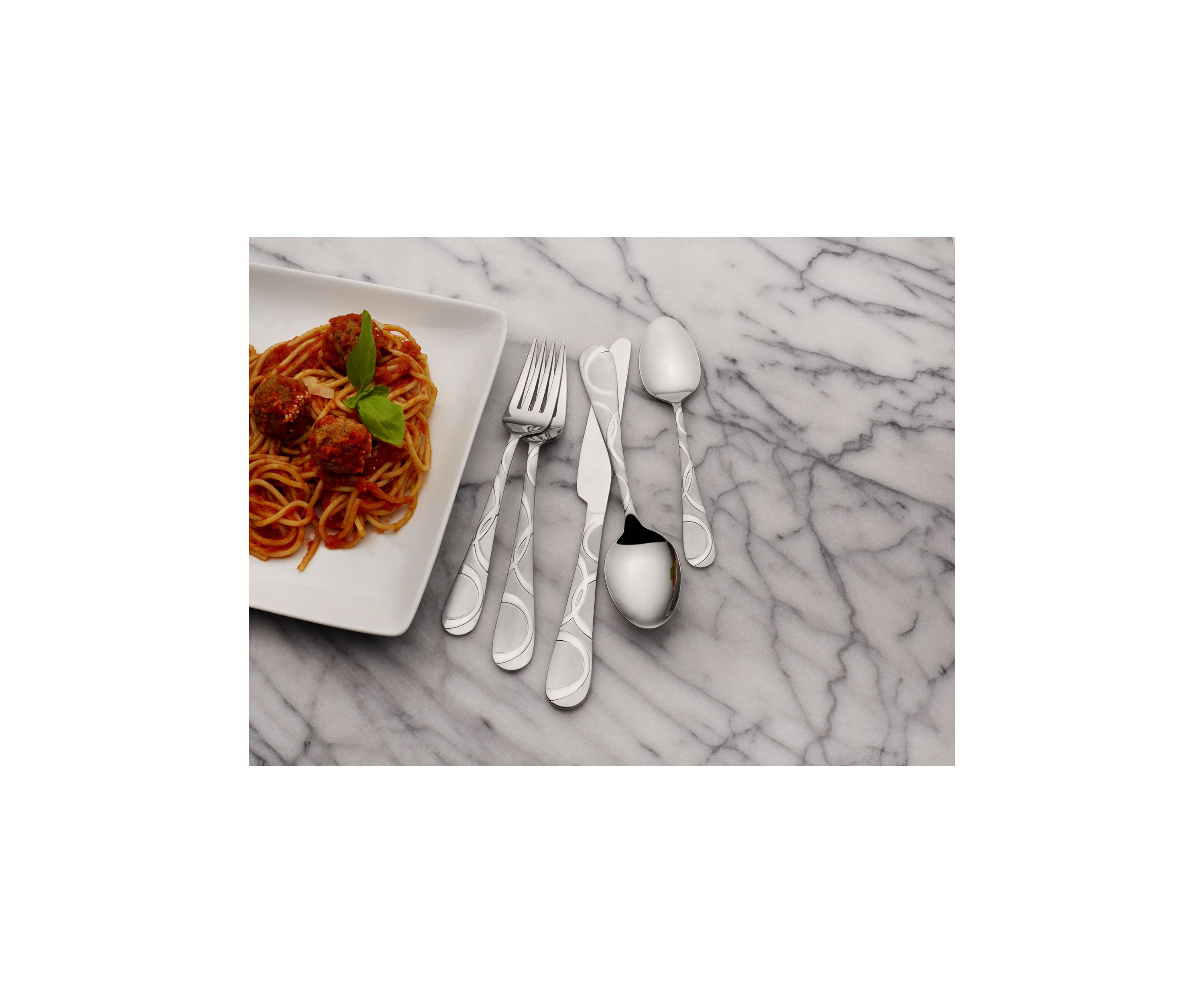 Garland Frost 53-Piece Stainless Steel Flatware Serving Utensil Set and Steak Knives