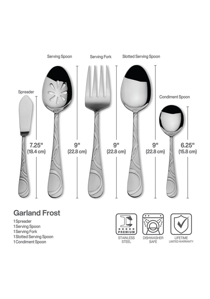 Garland Frost 53-Piece Stainless Steel Flatware Serving Utensil Set and Steak Knives
