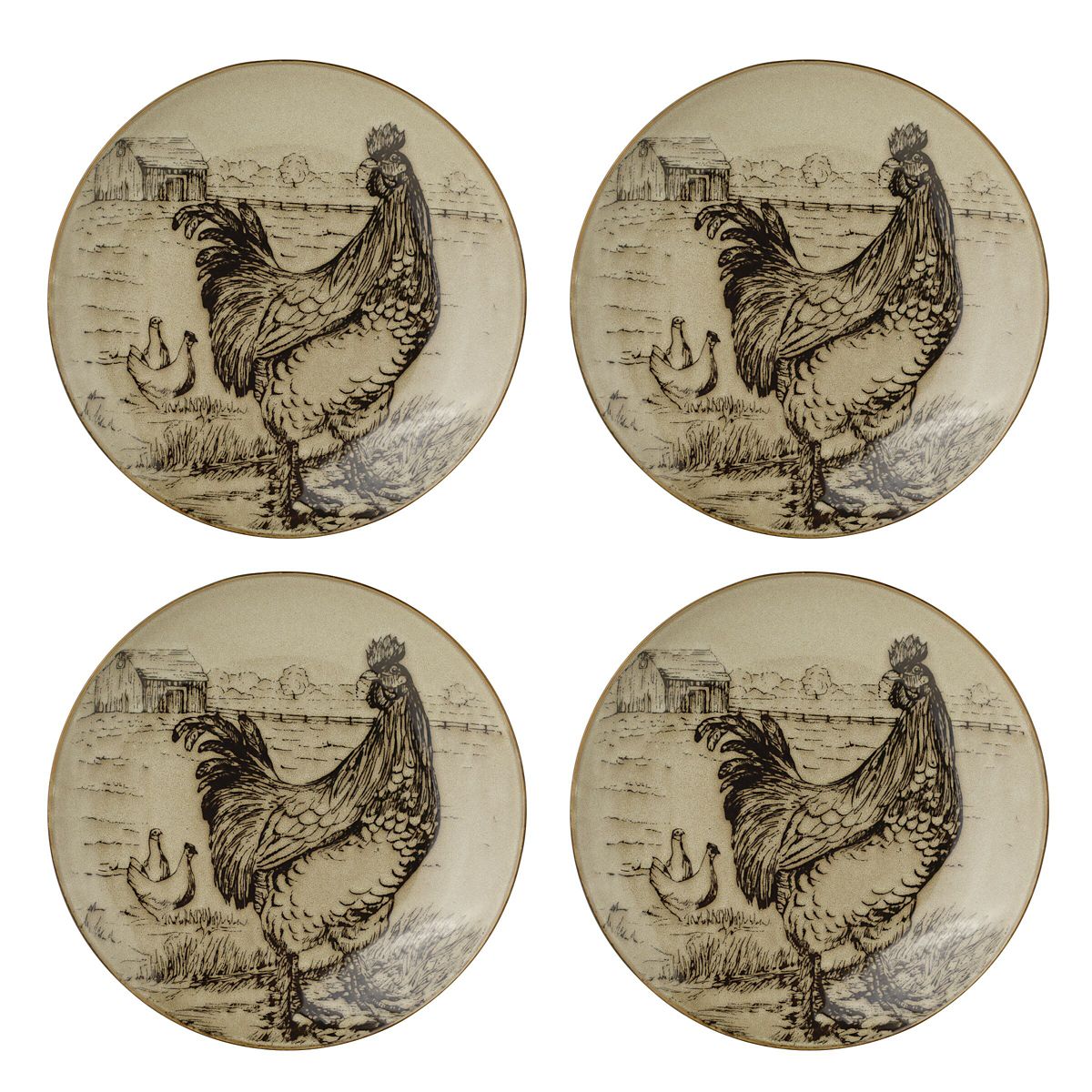 Homespun Rooster 16-Piece Dinnerware Set, Service For 4