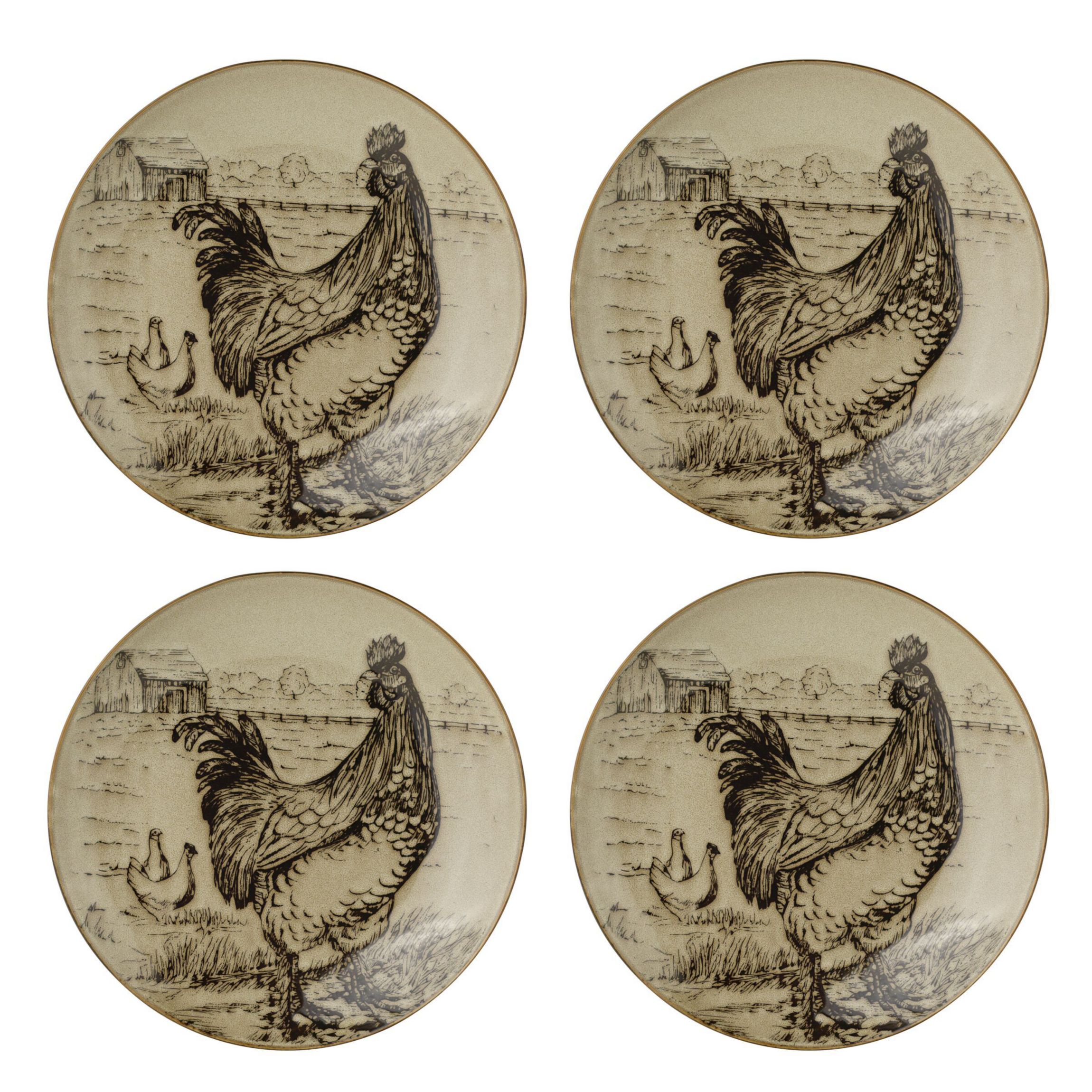 Homespun Rooster 16-Piece Dinnerware Set, Service For 4