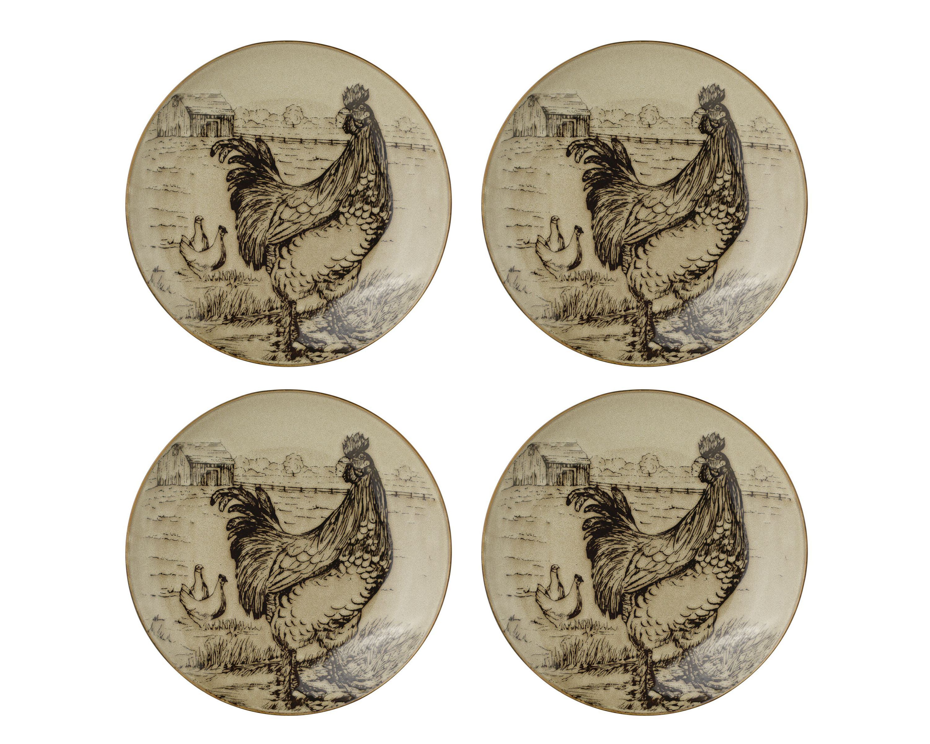 Homespun Rooster 16-Piece Dinnerware Set, Service For 4