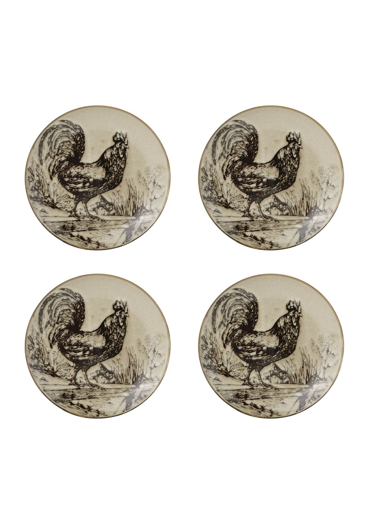 Homespun Rooster 16-Piece Dinnerware Set, Service For 4