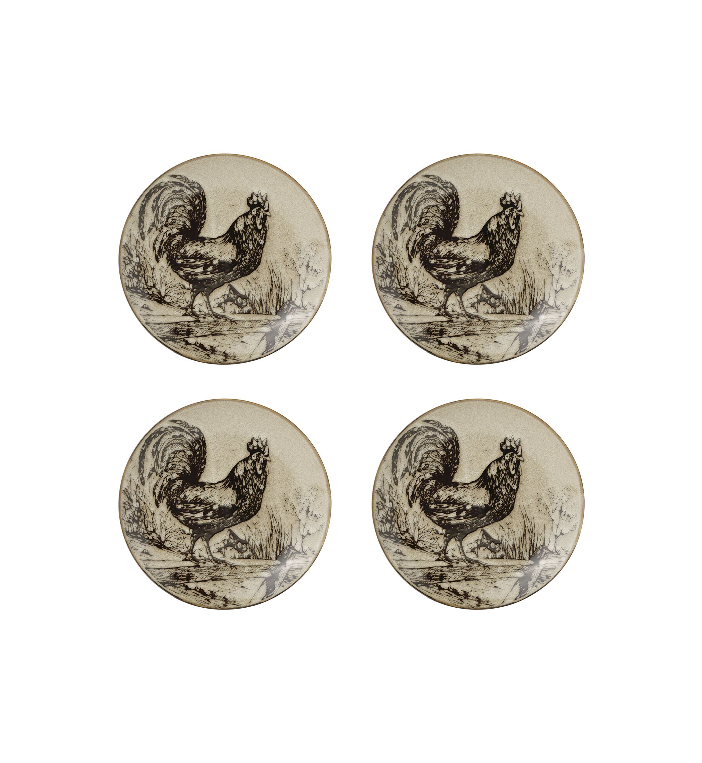 Homespun Rooster 16-Piece Dinnerware Set, Service For 4