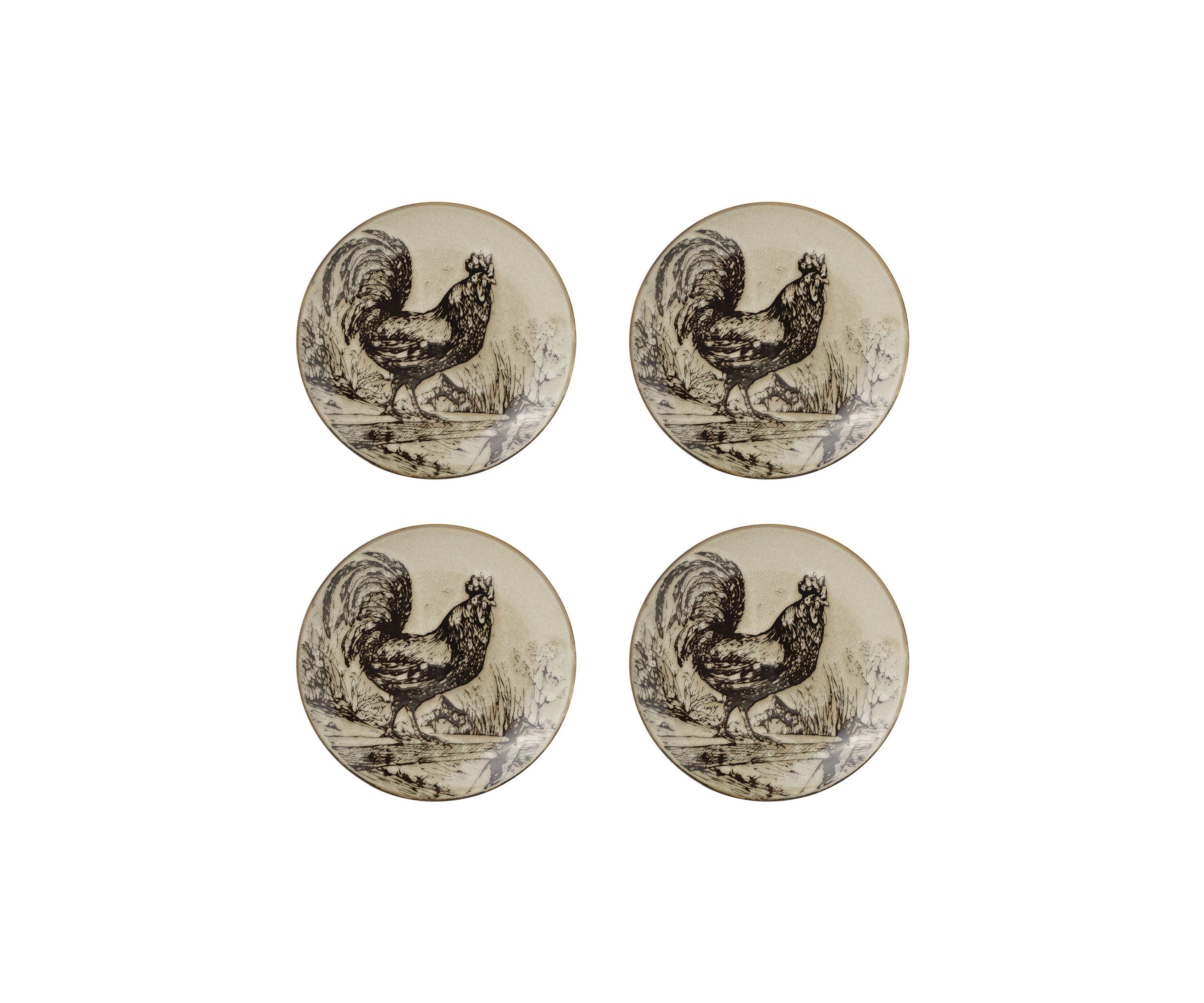 Homespun Rooster 16-Piece Dinnerware Set, Service For 4