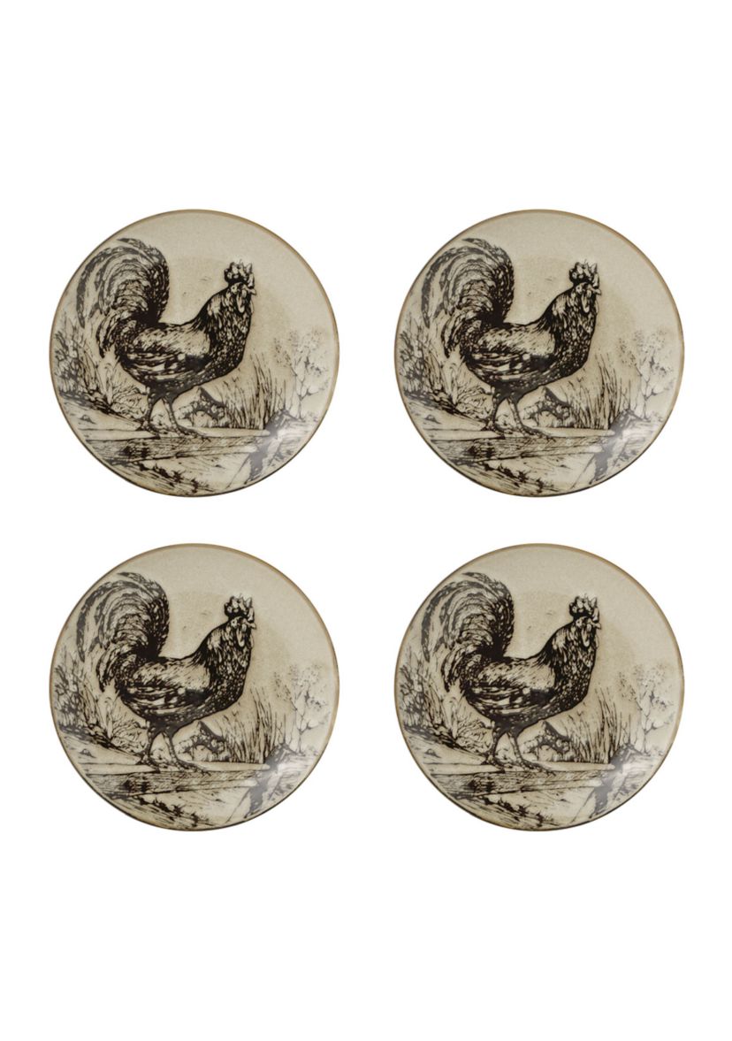 Homespun Rooster 16-Piece Dinnerware Set, Service For 4