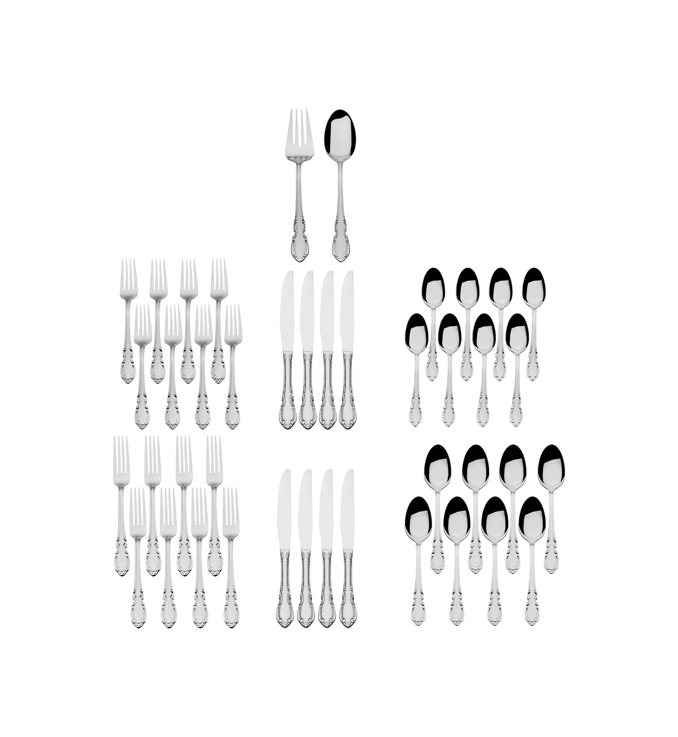 Pfaltzgraff Vienna 42 Piece Stainless Steel Flatware Set