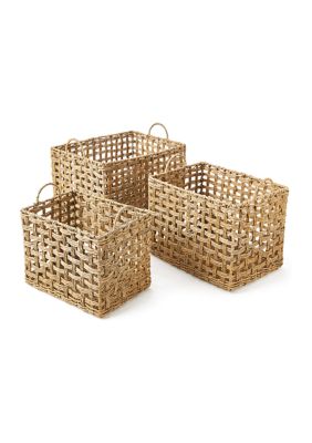 Casafield Set of 2 Water Hyacinth Rectangular Storage Baskets with