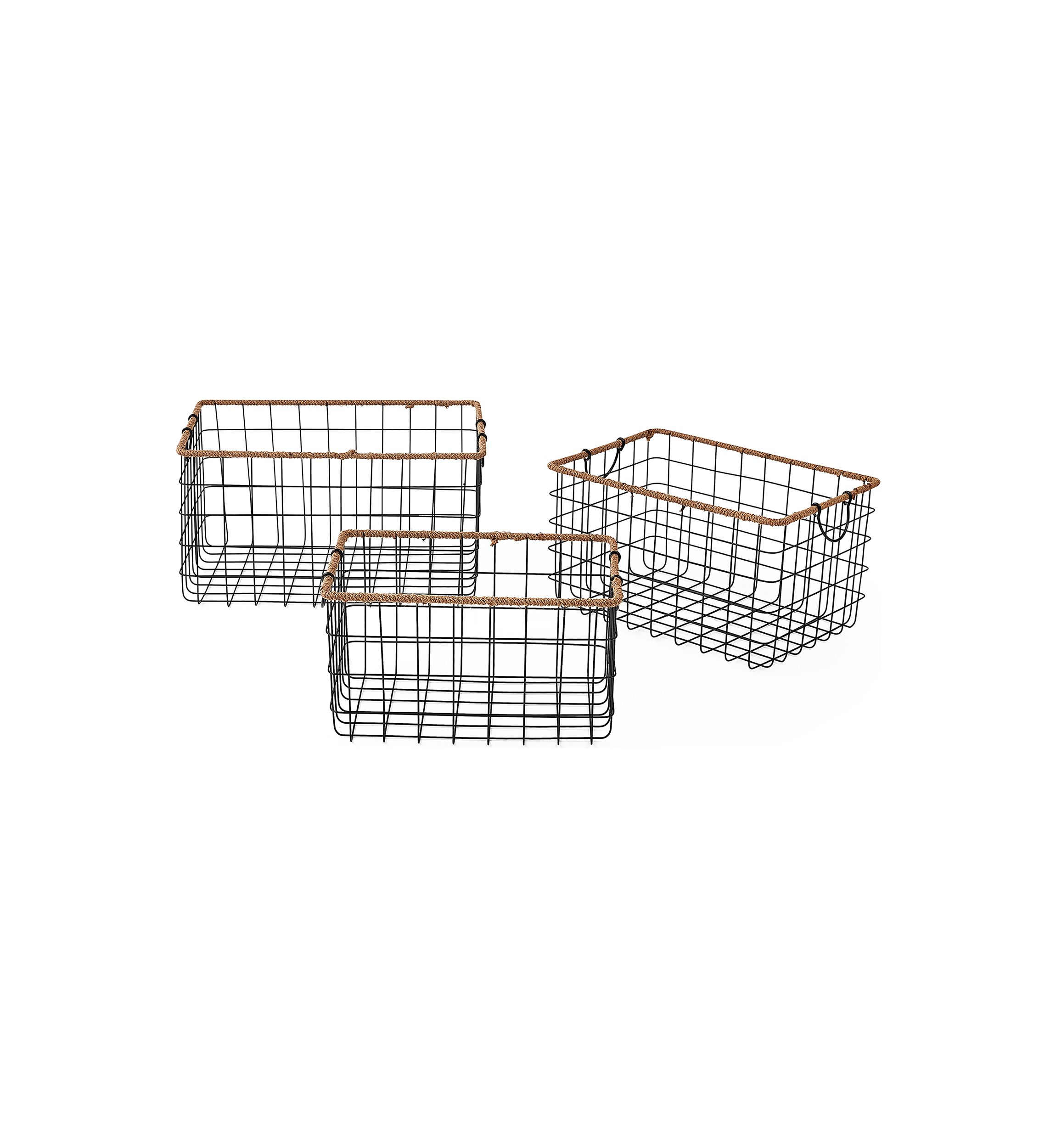 Jumbo Jute Black Wire Basket