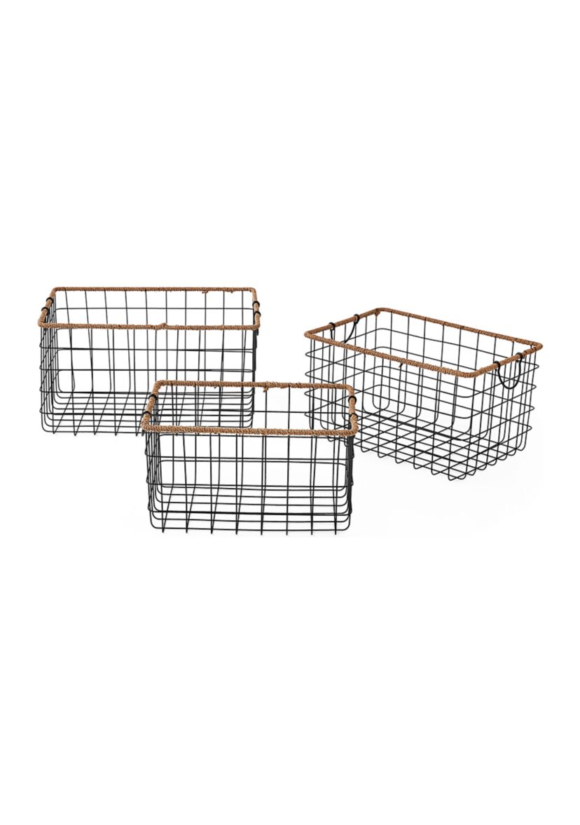 Jumbo Jute Black Wire Basket