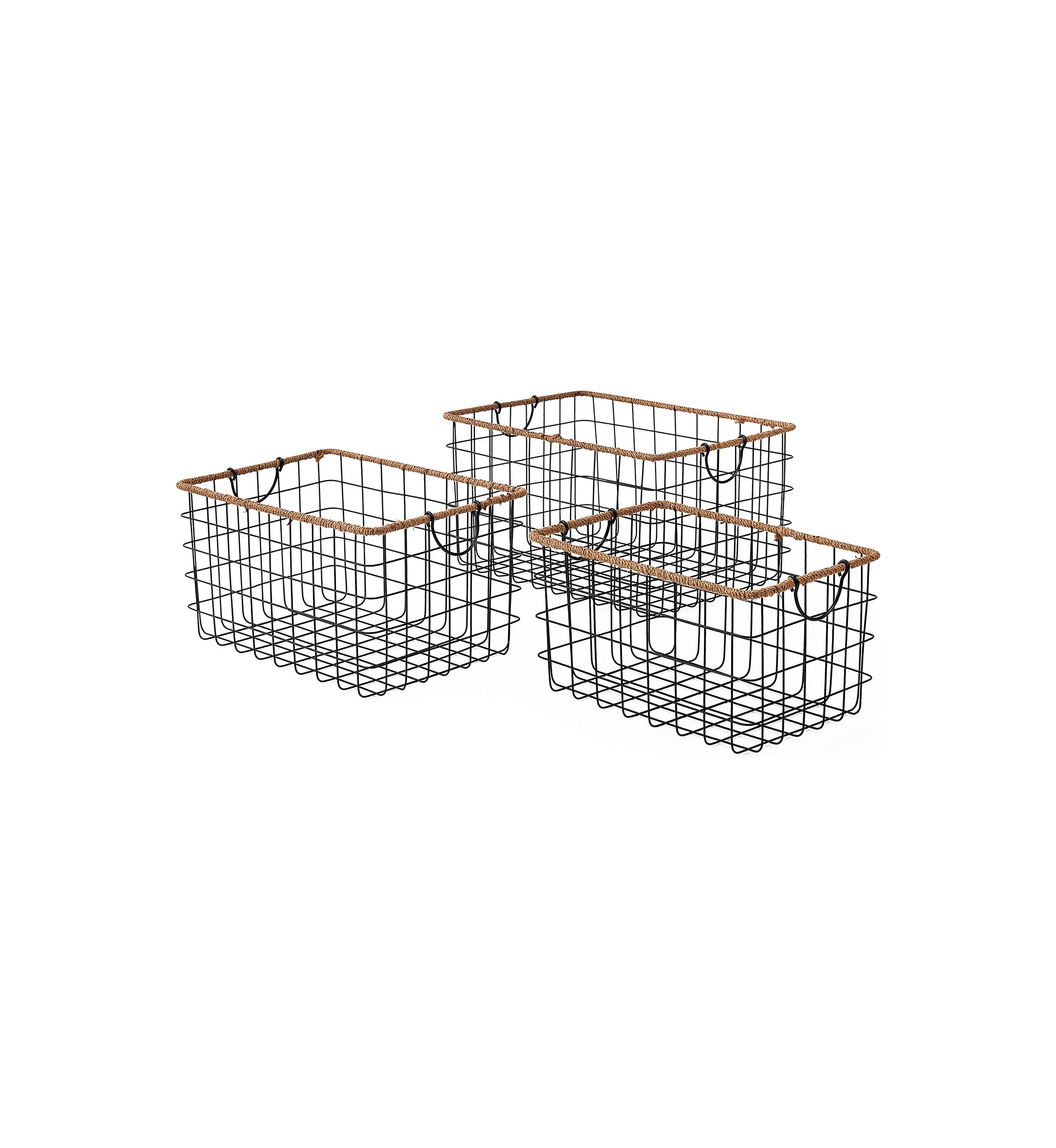 Jumbo Jute Black Wire Basket