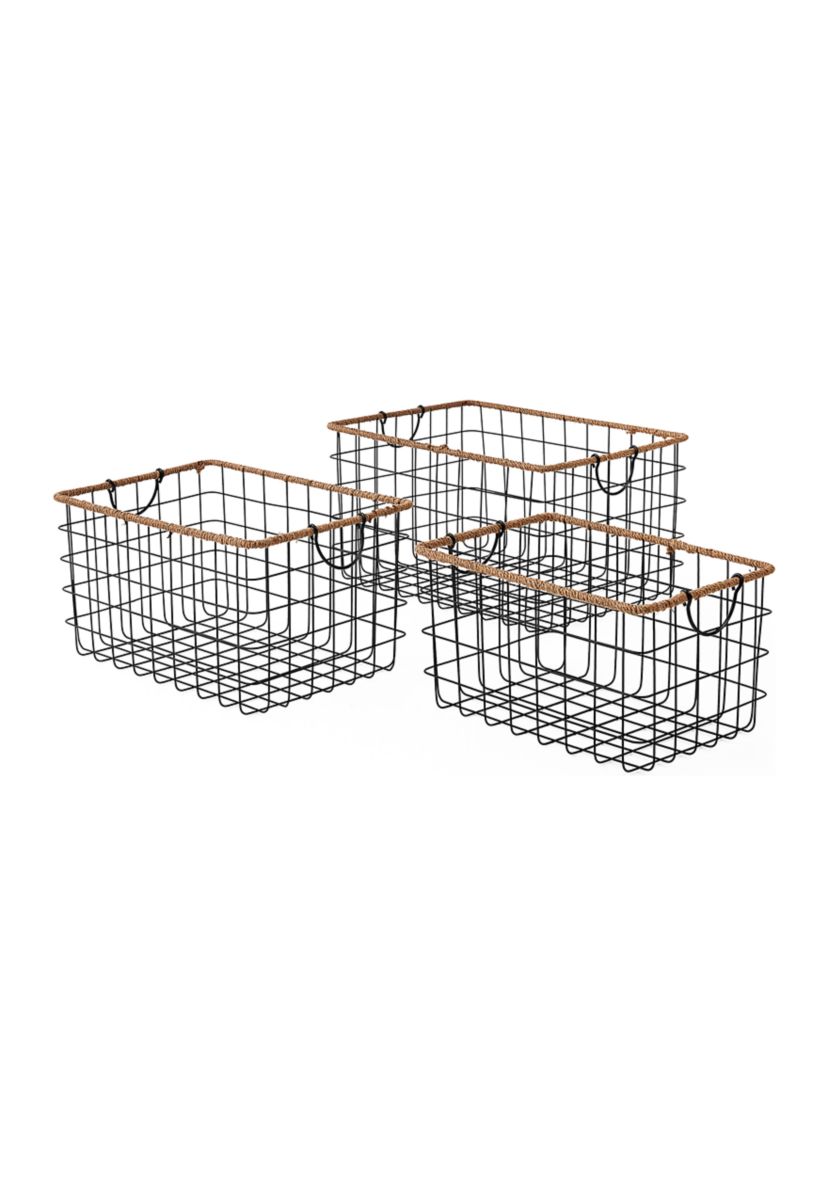 Jumbo Jute Black Wire Basket