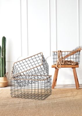 Jumbo Jute Black Wire Basket