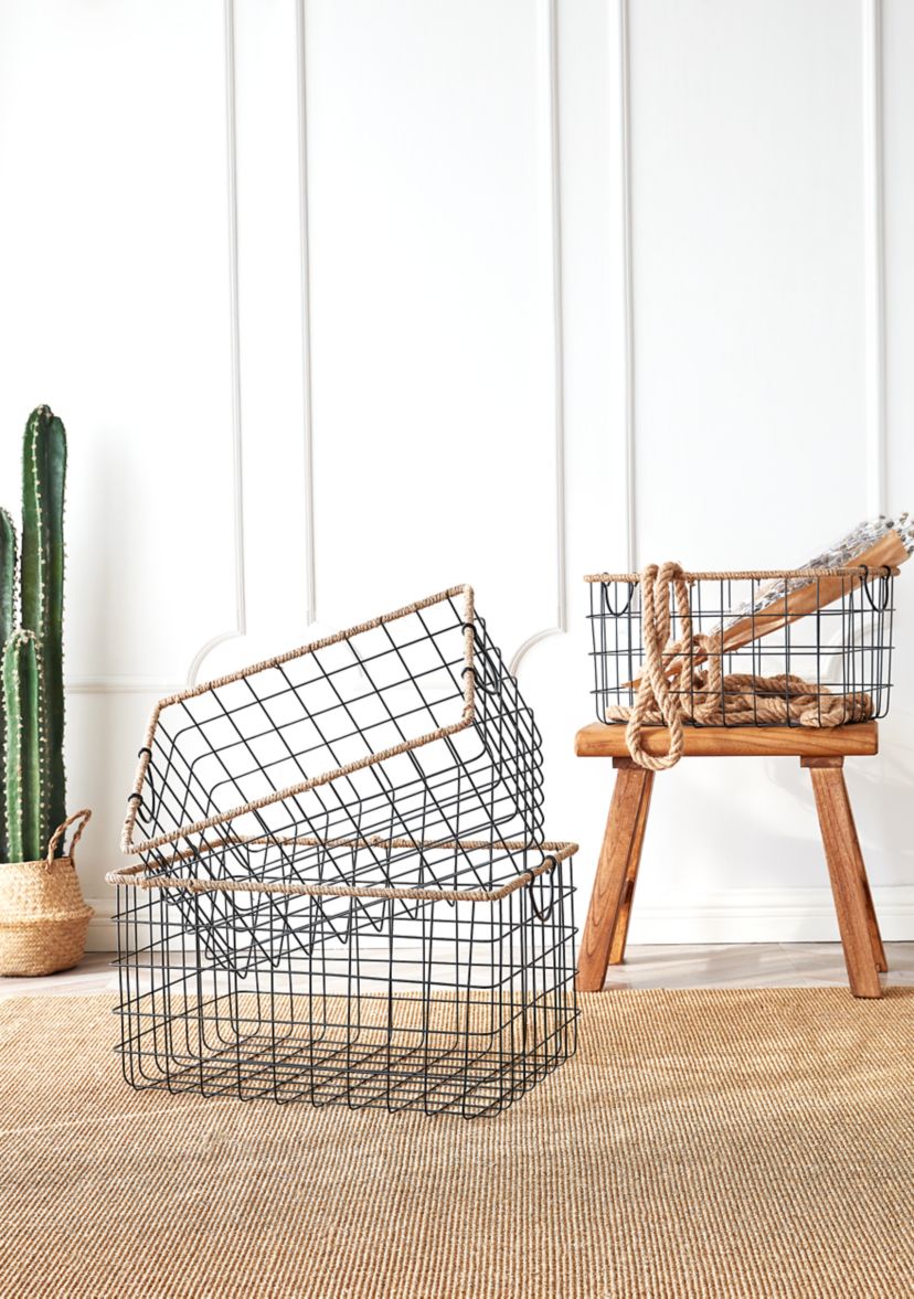 Jumbo Jute Black Wire Basket