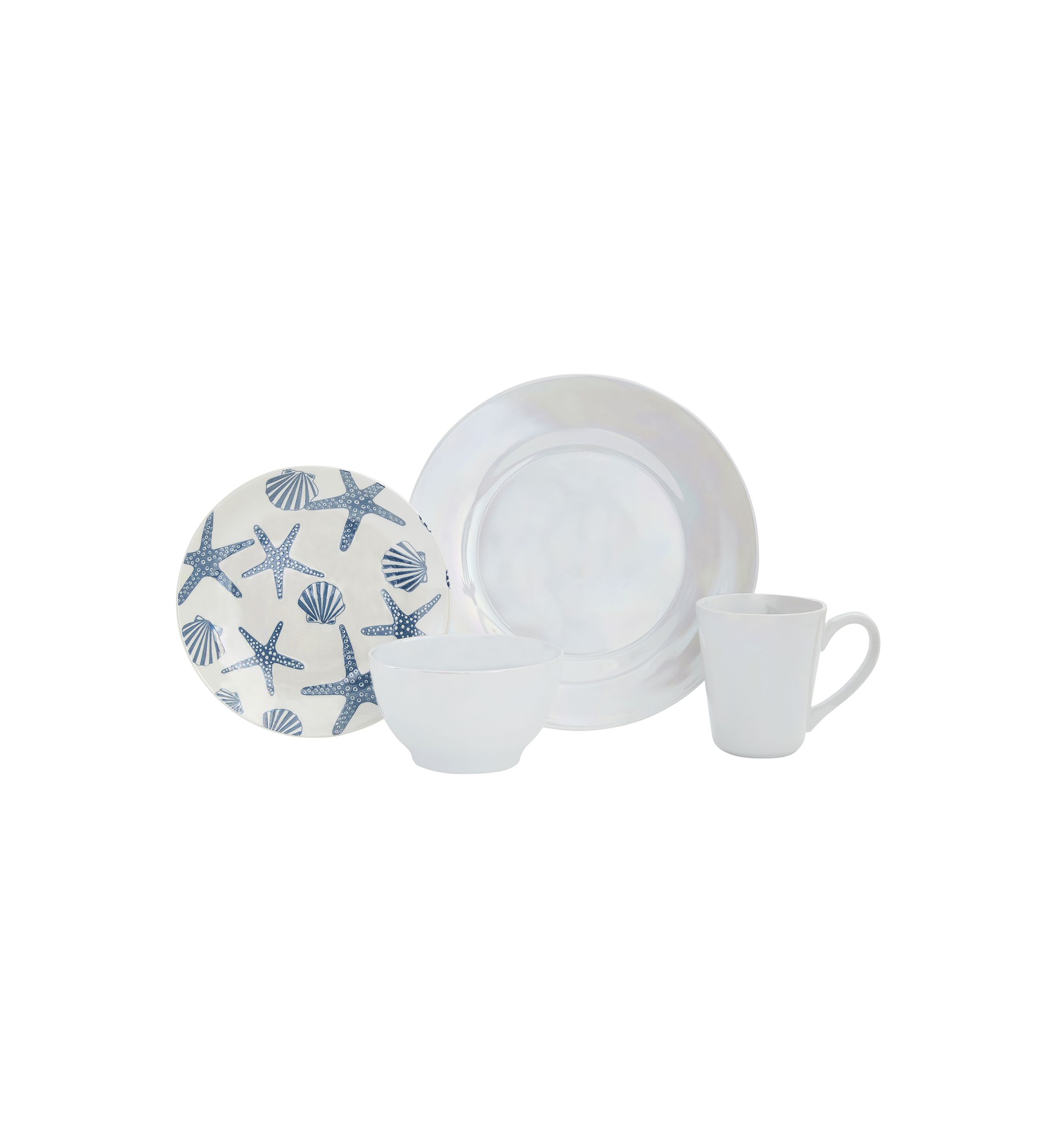 Coastal 16 Piece Stoneware Dinnerware Set