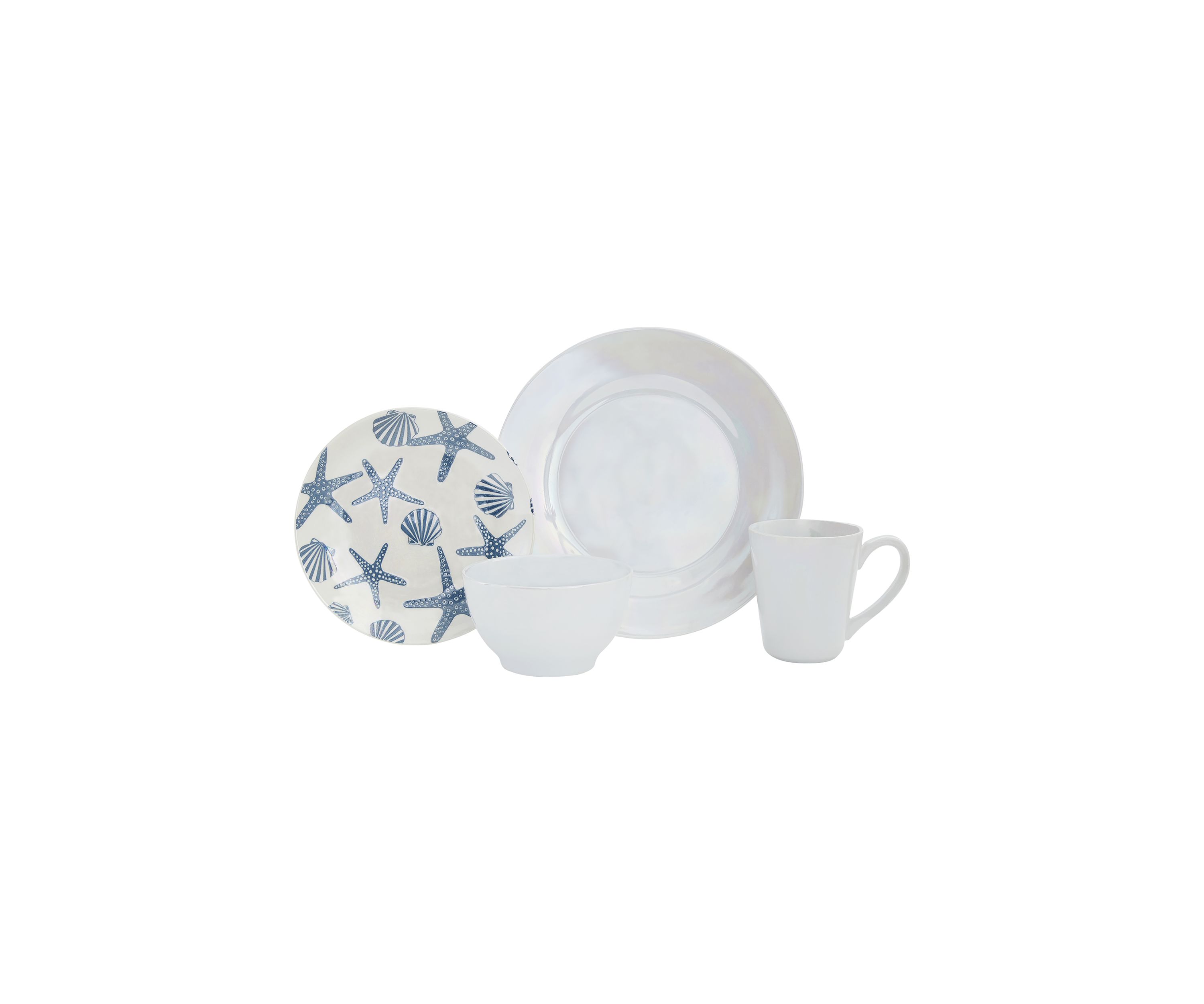 Coastal 16 Piece Stoneware Dinnerware Set