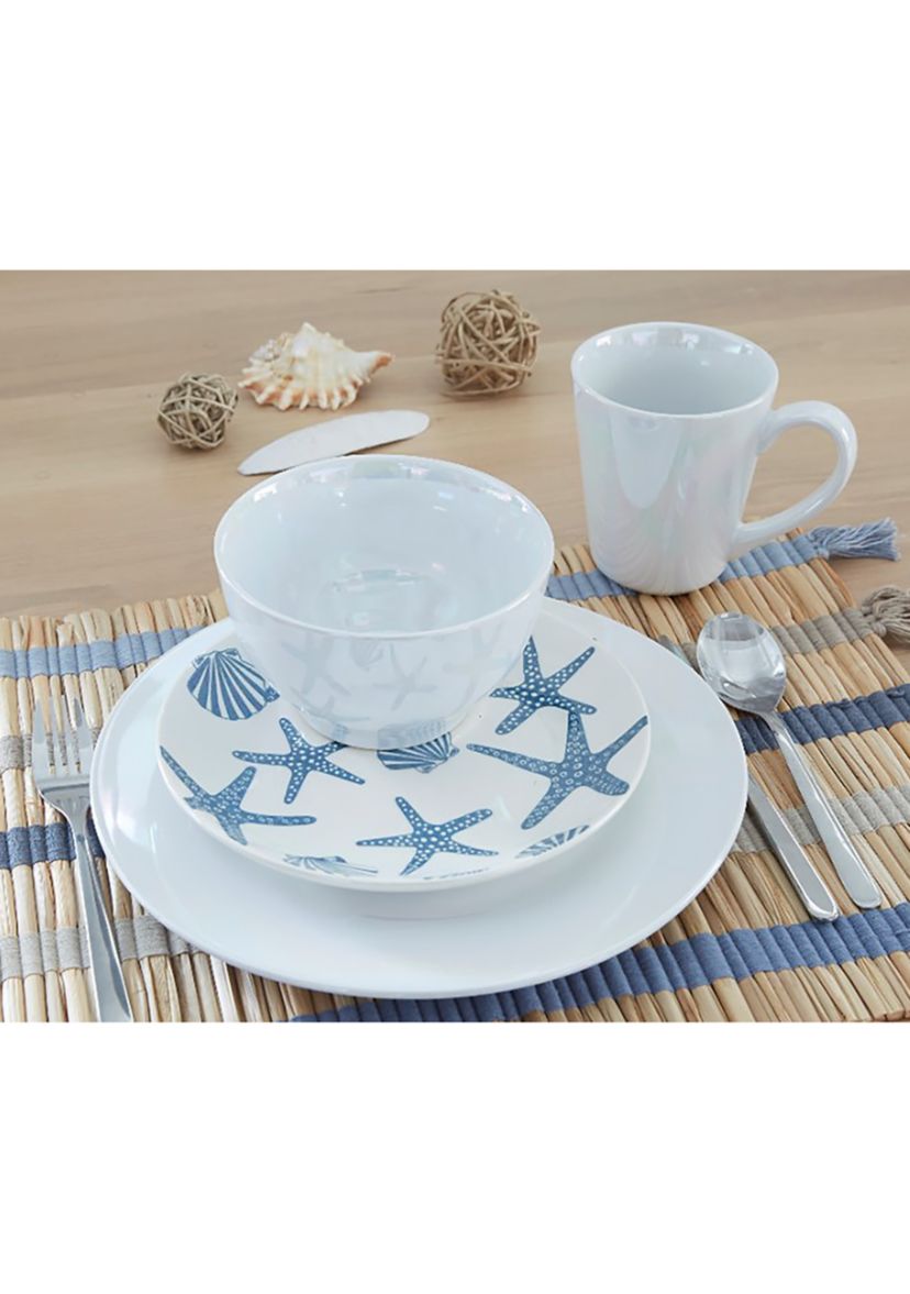 Coastal 16 Piece Stoneware Dinnerware Set