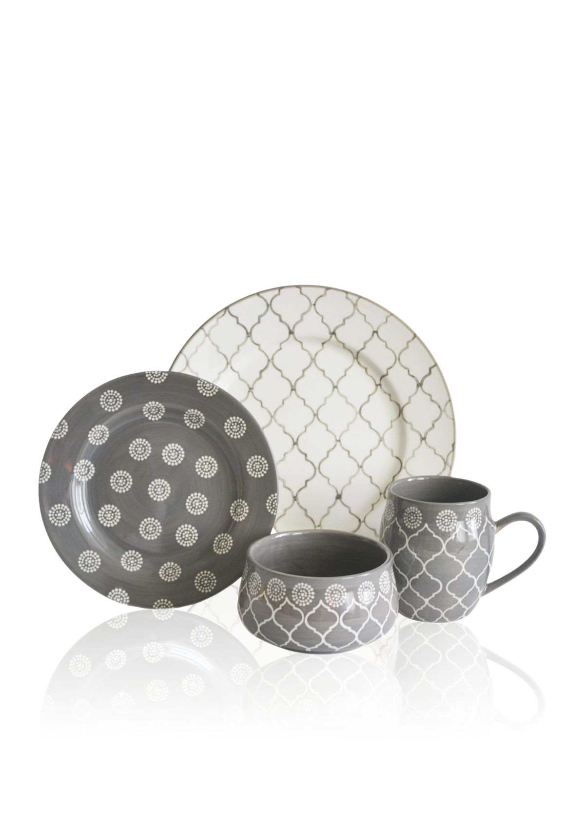 Moroccan Gray 16-Piece Dinnerware Set