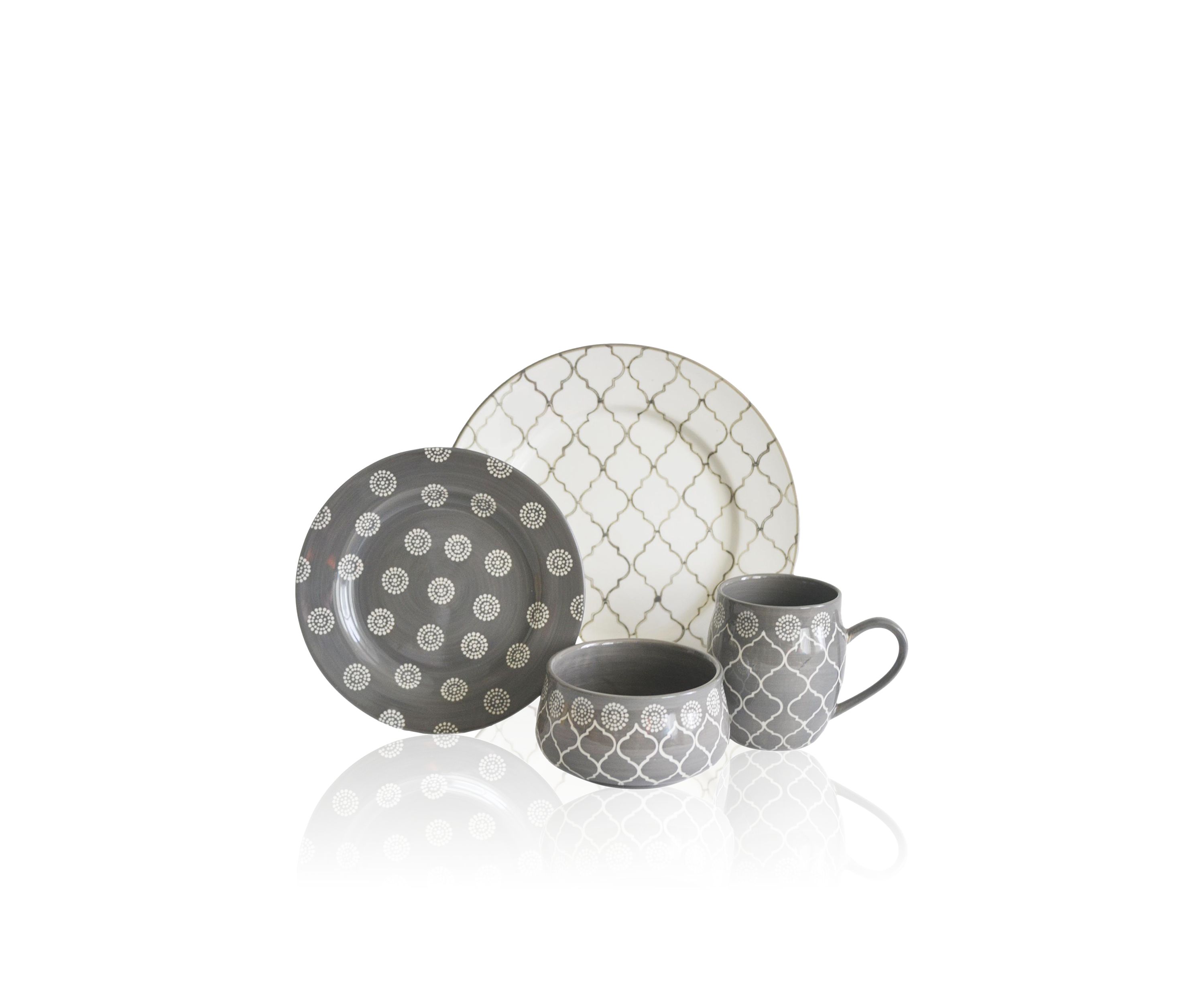 Moroccan Gray 16-Piece Dinnerware Set