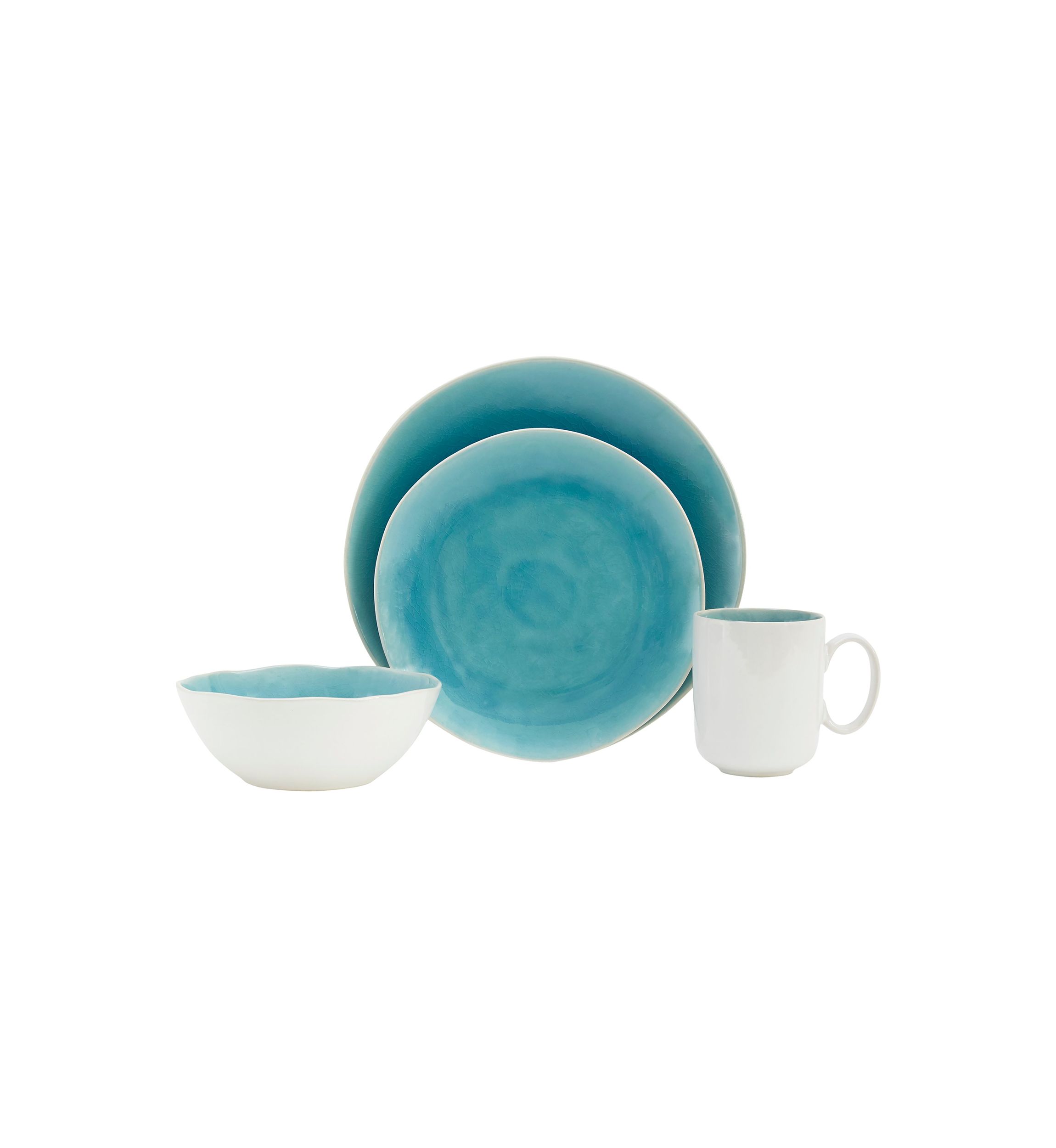 Calma Aqua 16 piece dinnerware set