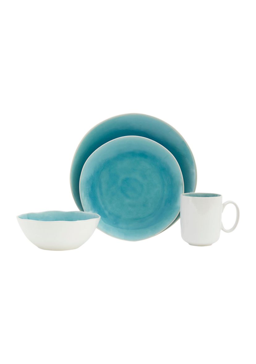Calma Aqua 16 piece dinnerware set