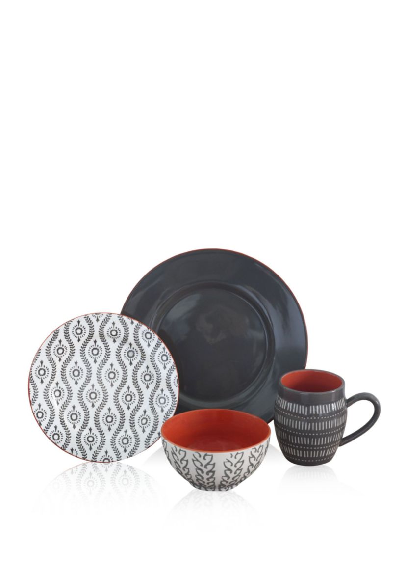 Tangiers Gray 16 Piece Dinnerware Set