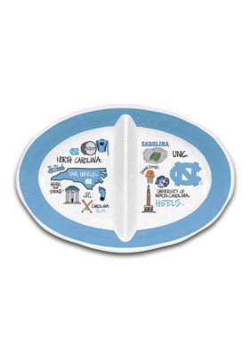 NCAA North Carolina Tar Heels 2 Section Serving Platter