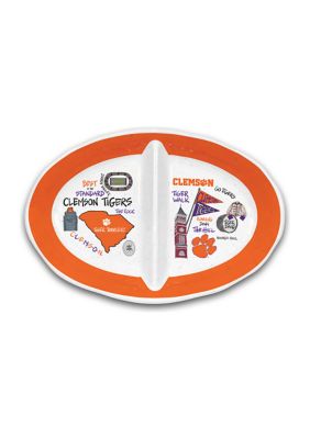 NCAA Clemson Tigers 2 Section Platter