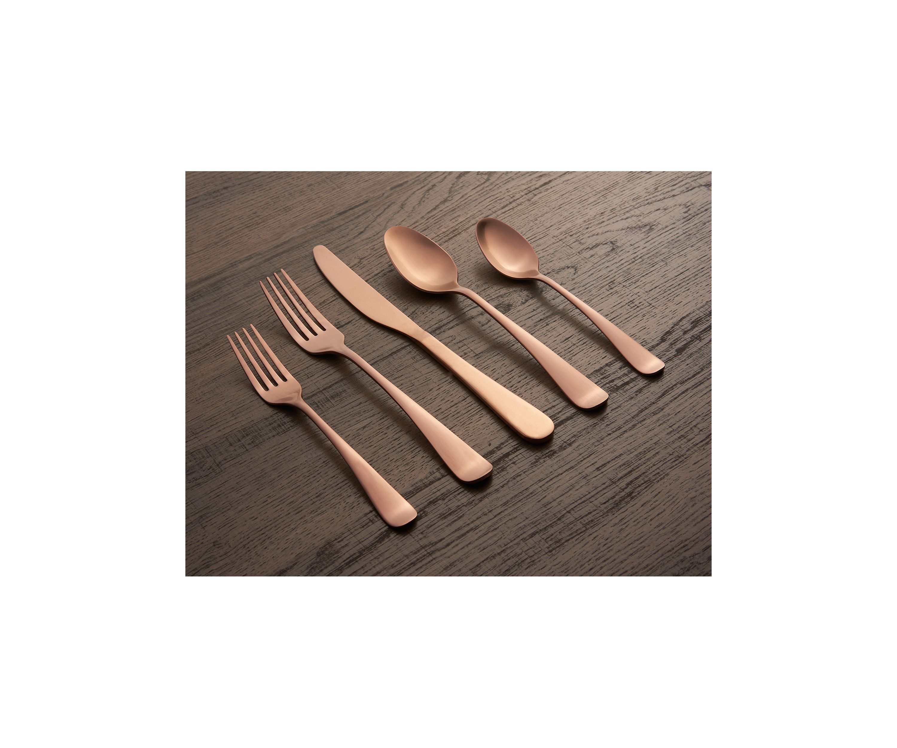 Rhiannon Copper Satin 20-Piece Flatware Set, Service for 4