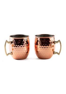 2 Pack of Hammered Copper Moscow Mule Mugs