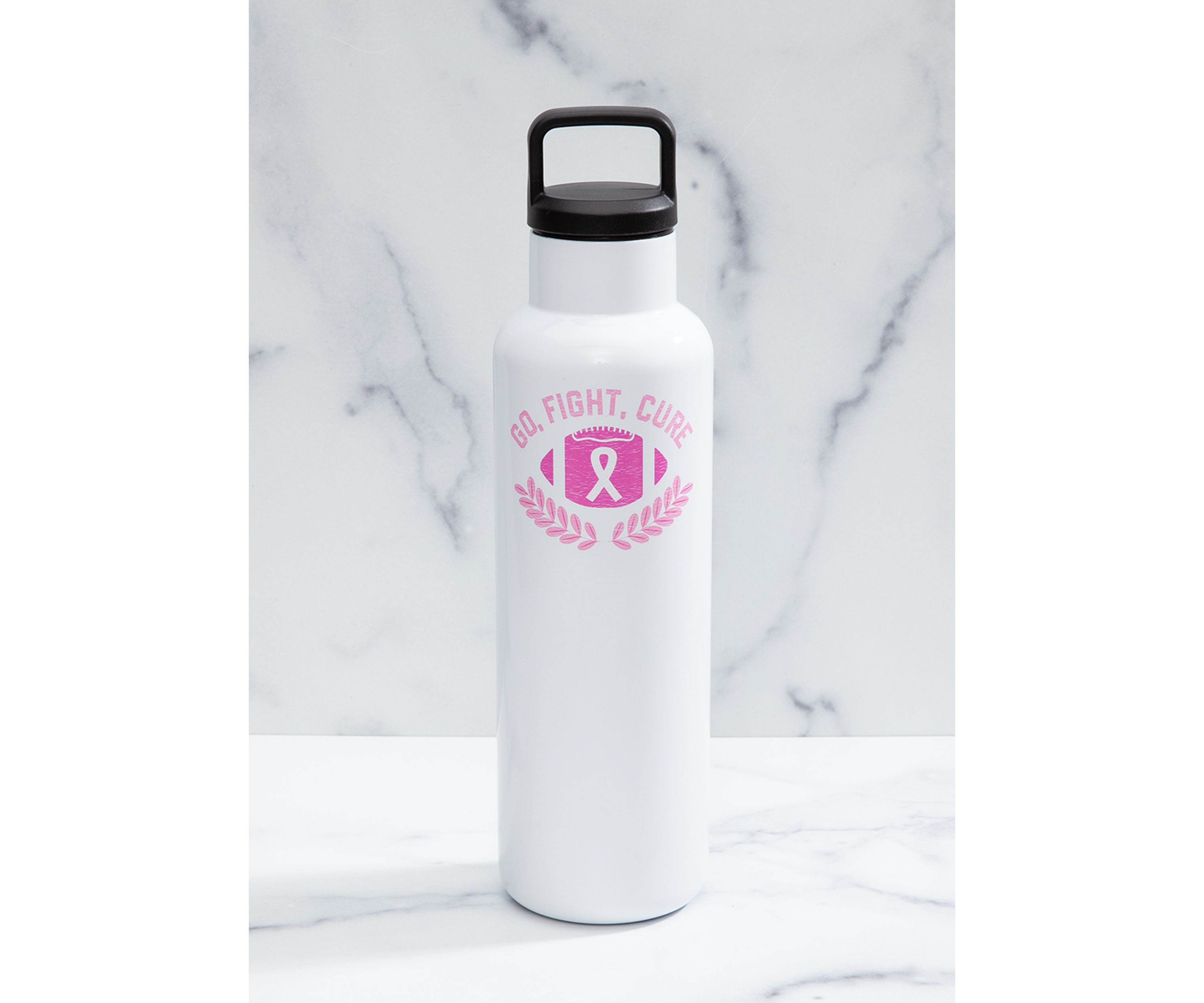 White Go Fight Cure Insulated Bottle - 18 Ounces