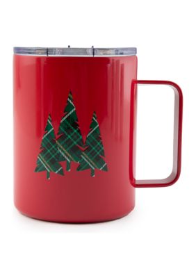 Cambridge Plaid Insulated Coffee Mug, 16 oz - Red