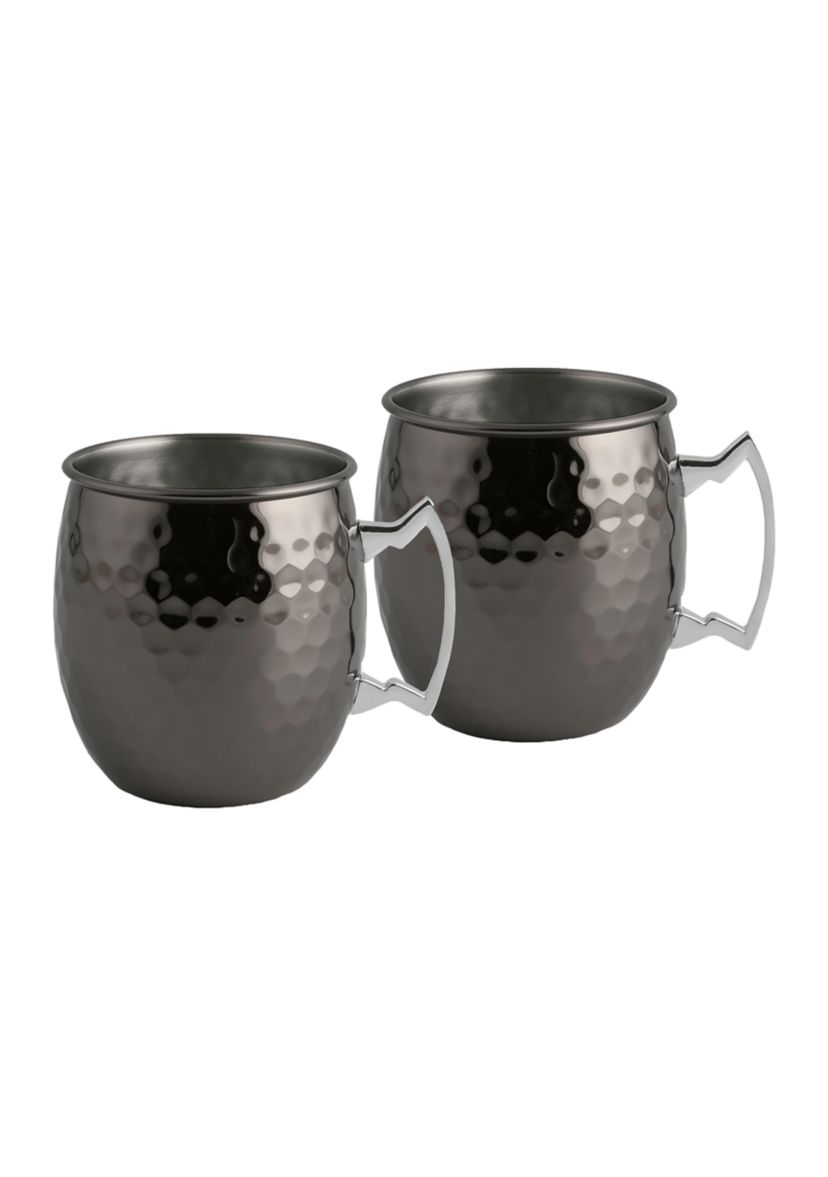 2 Pack of 20 Ounce Hammered Black Moscow Mule Mugs