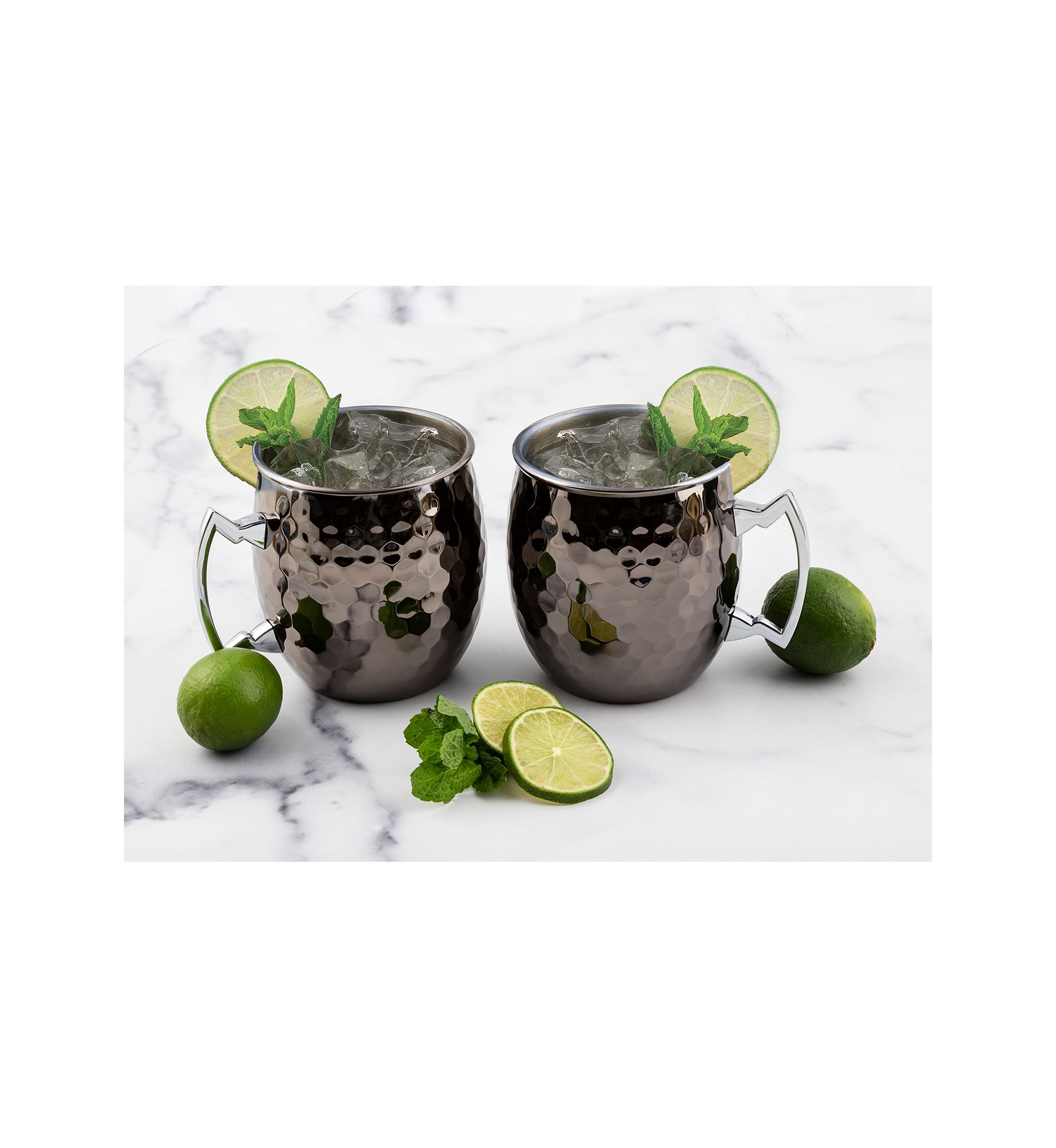 2 Pack of 20 Ounce Hammered Black Moscow Mule Mugs