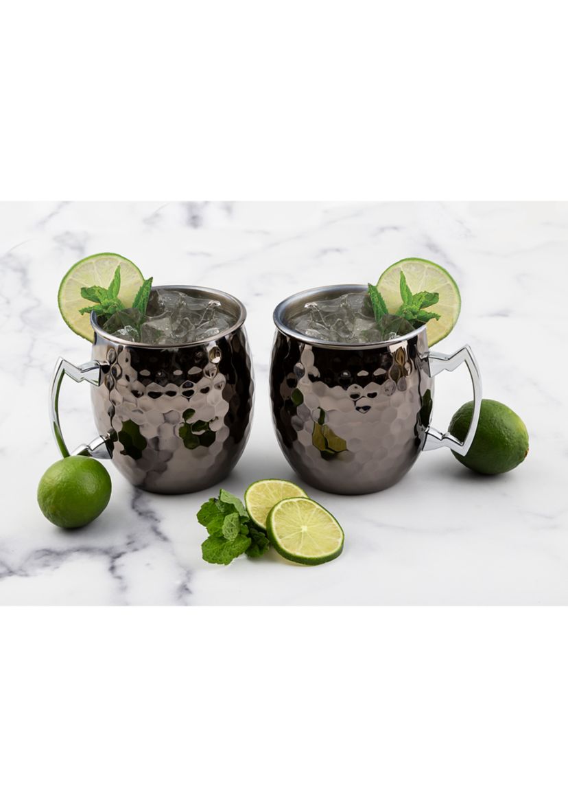 2 Pack of 20 Ounce Hammered Black Moscow Mule Mugs