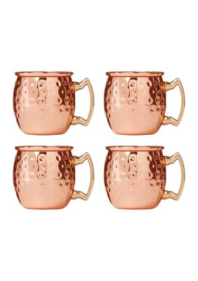 4 Pack of Hammered Copper Mini Moscow Mule Mug Shot Glasses