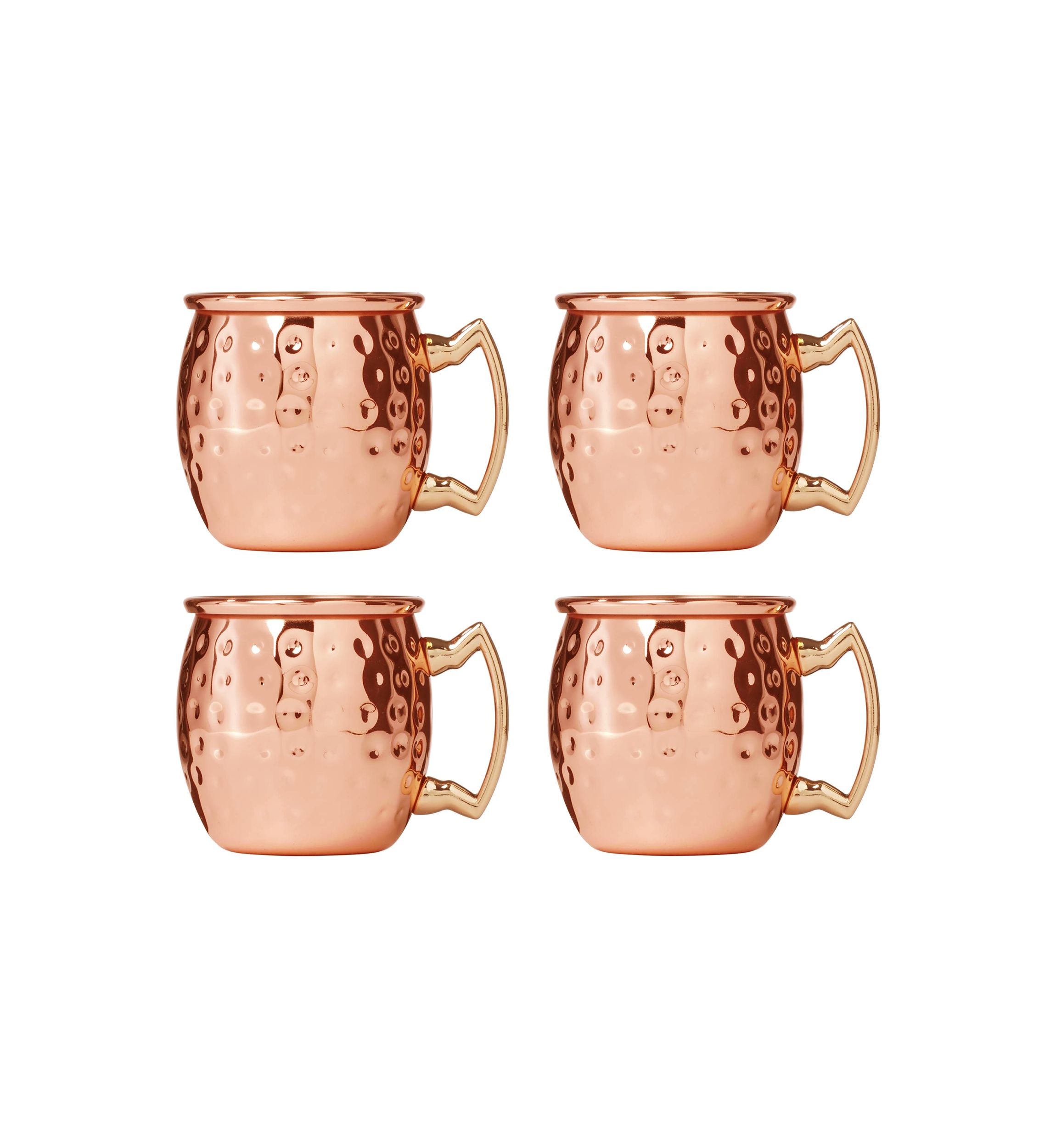 4 Pack of Hammered Copper Mini Moscow Mule Mug Shot Glasses
