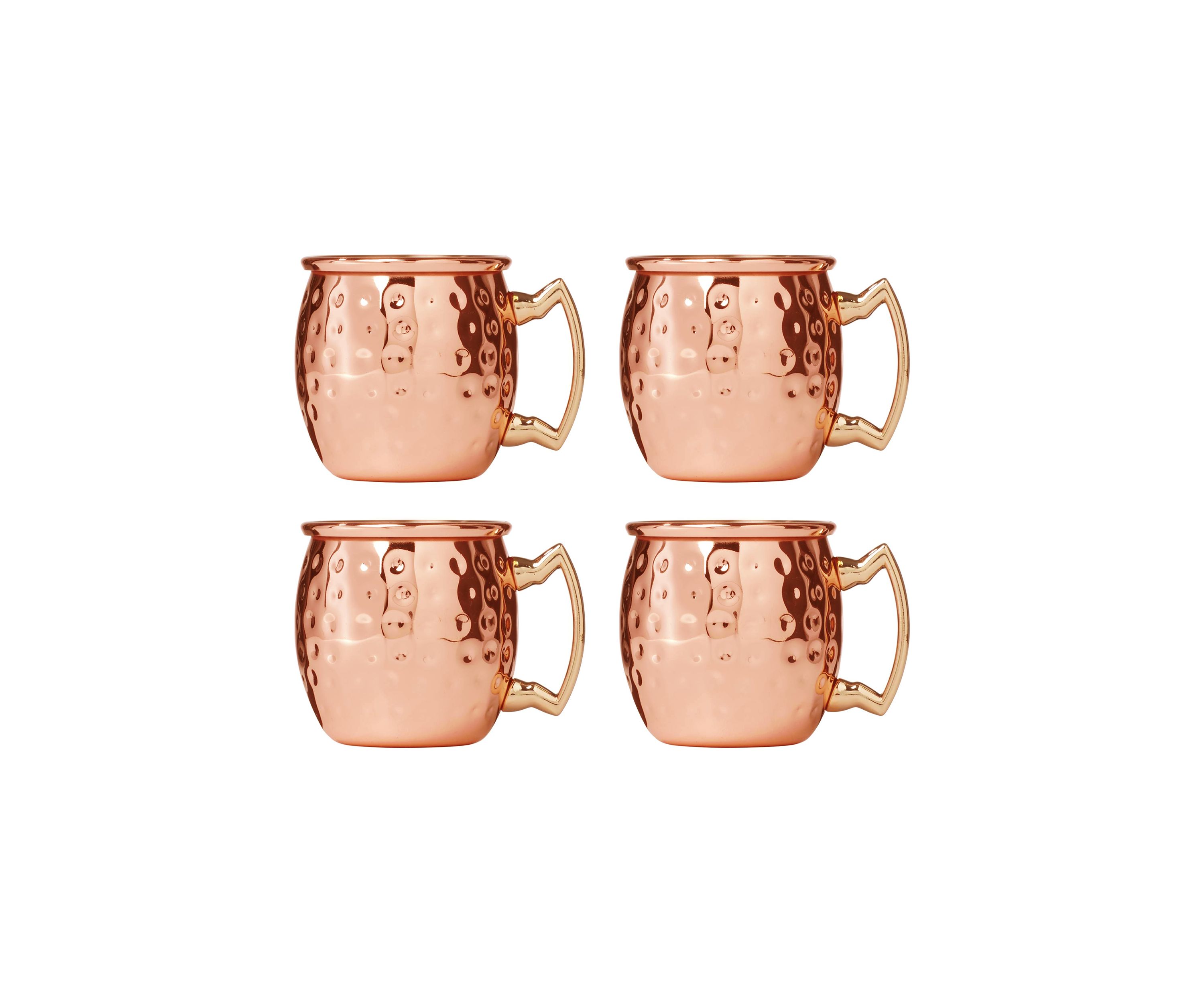 4 Pack of Hammered Copper Mini Moscow Mule Mug Shot Glasses