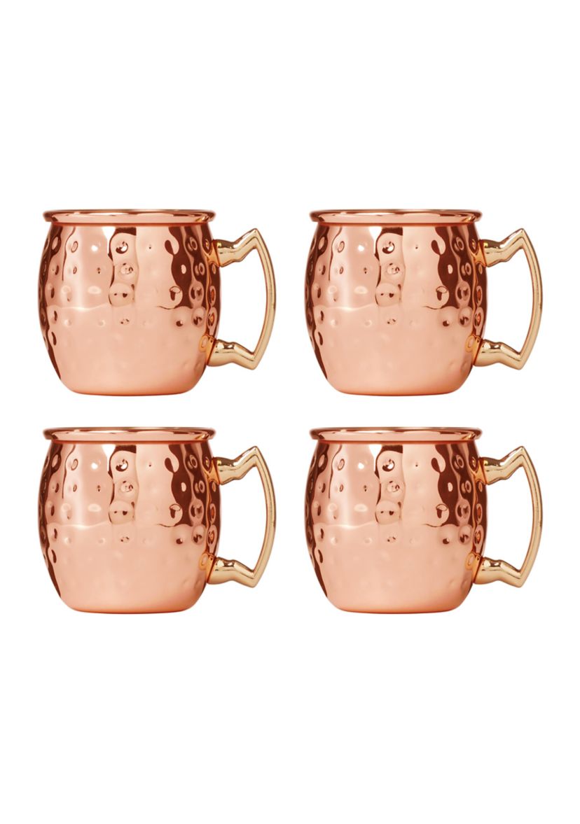 4 Pack of Hammered Copper Mini Moscow Mule Mug Shot Glasses