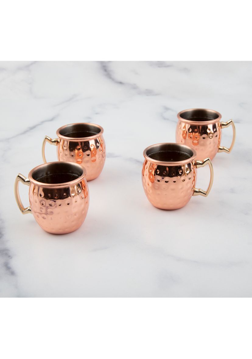 4 Pack of Hammered Copper Mini Moscow Mule Mug Shot Glasses