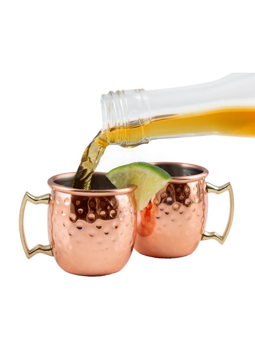 4 Pack of Hammered Copper Mini Moscow Mule Mug Shot Glasses