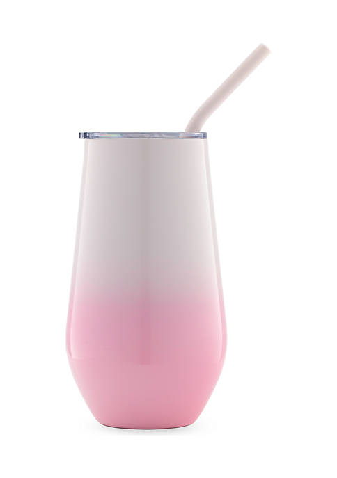 Cambridge Silversmiths 16 Ounce Pink Ombré Insulated Straw