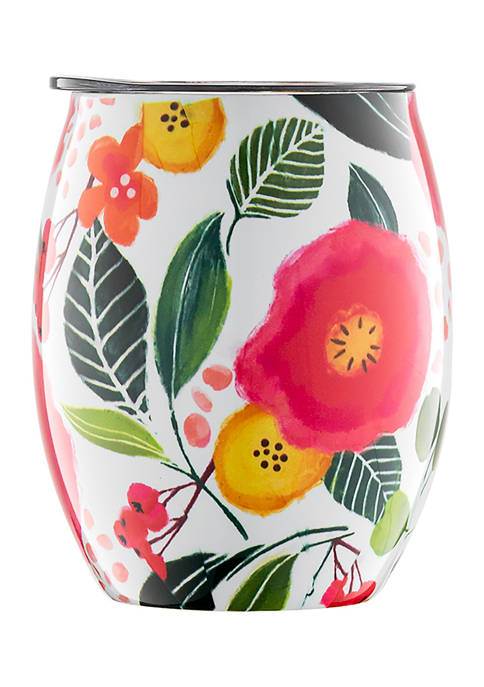 Cambridge Silversmiths 12 Ounce Red Floral Insulated Wine
