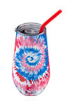 16 Ounce Red, White, Blue Tie Dye Insulated Straw Tumbler