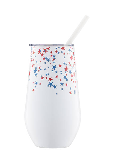 Cambridge Silversmiths 16 Ounce Stars Insulated Straw Tumbler