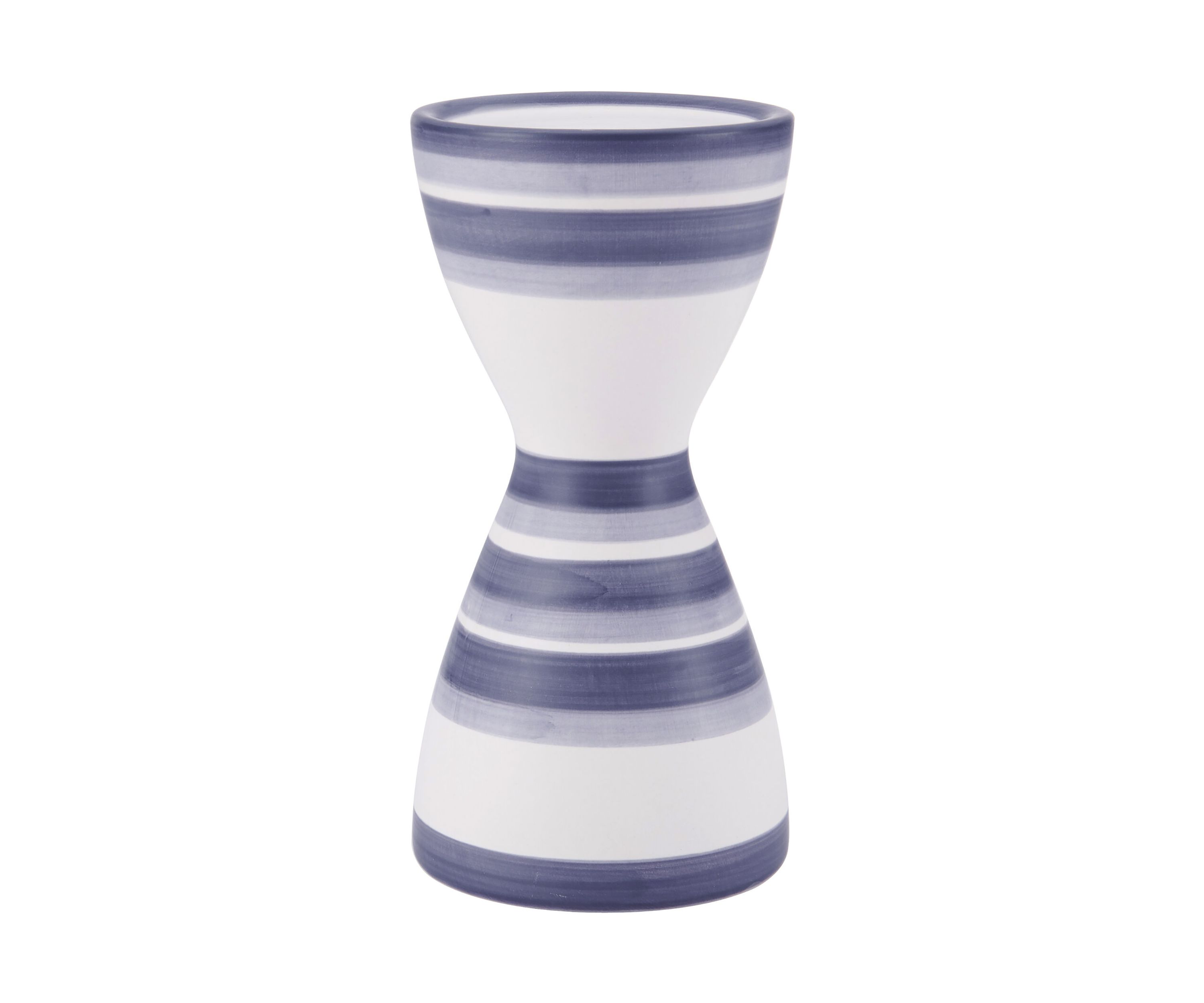 Elements Ceramic Striped Candleholder, Blue/White 