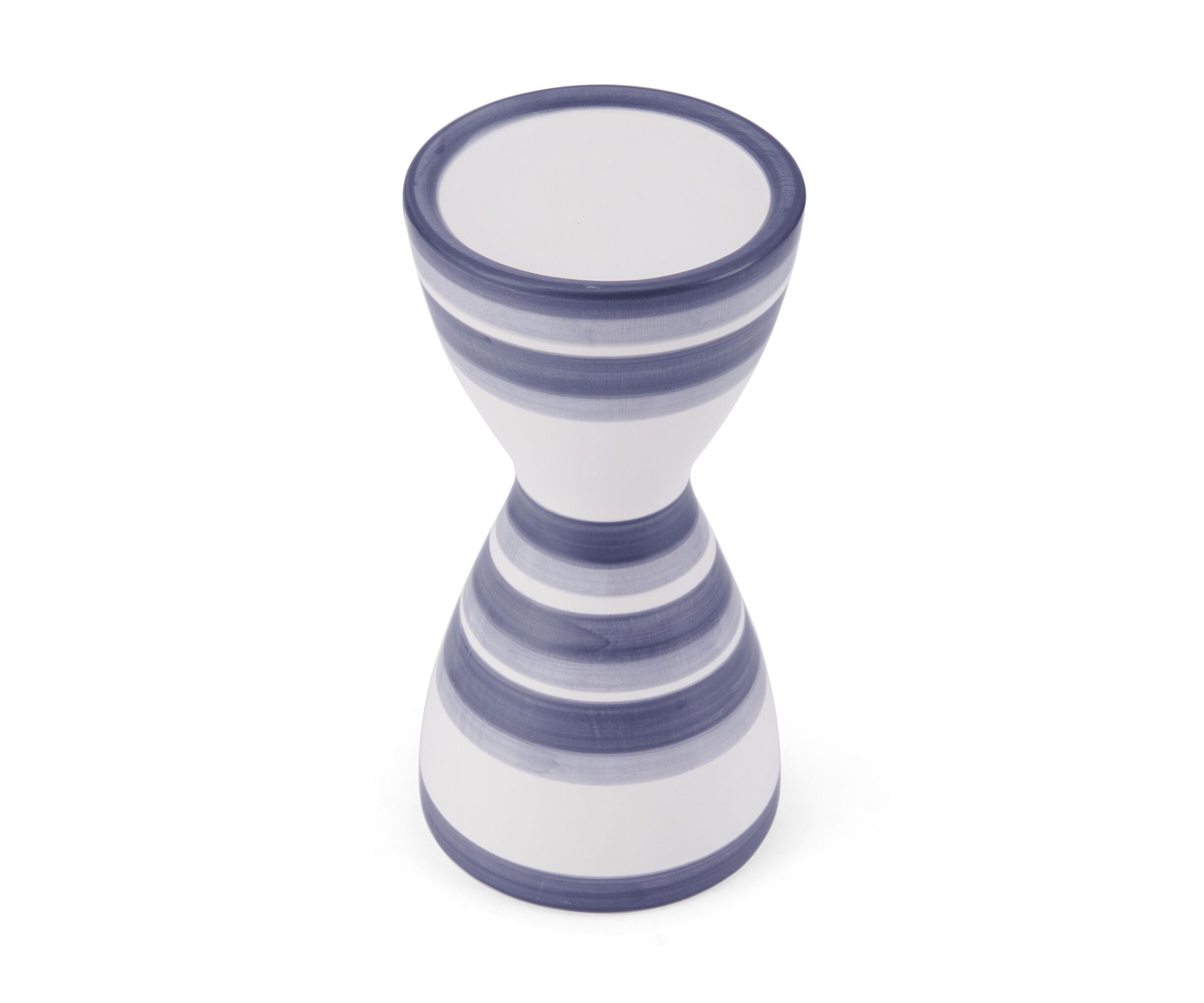 Elements Ceramic Striped Candleholder, Blue/White 