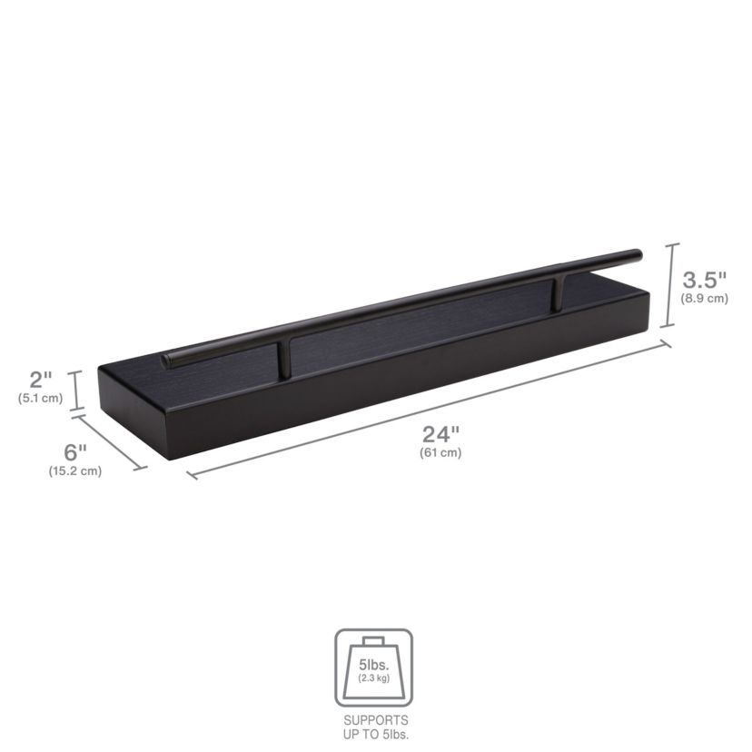 Floating Crown Molding Shelves for Bedroom, Living Room, Bathroom, Kitchen, Nursery, Set of 4, Black