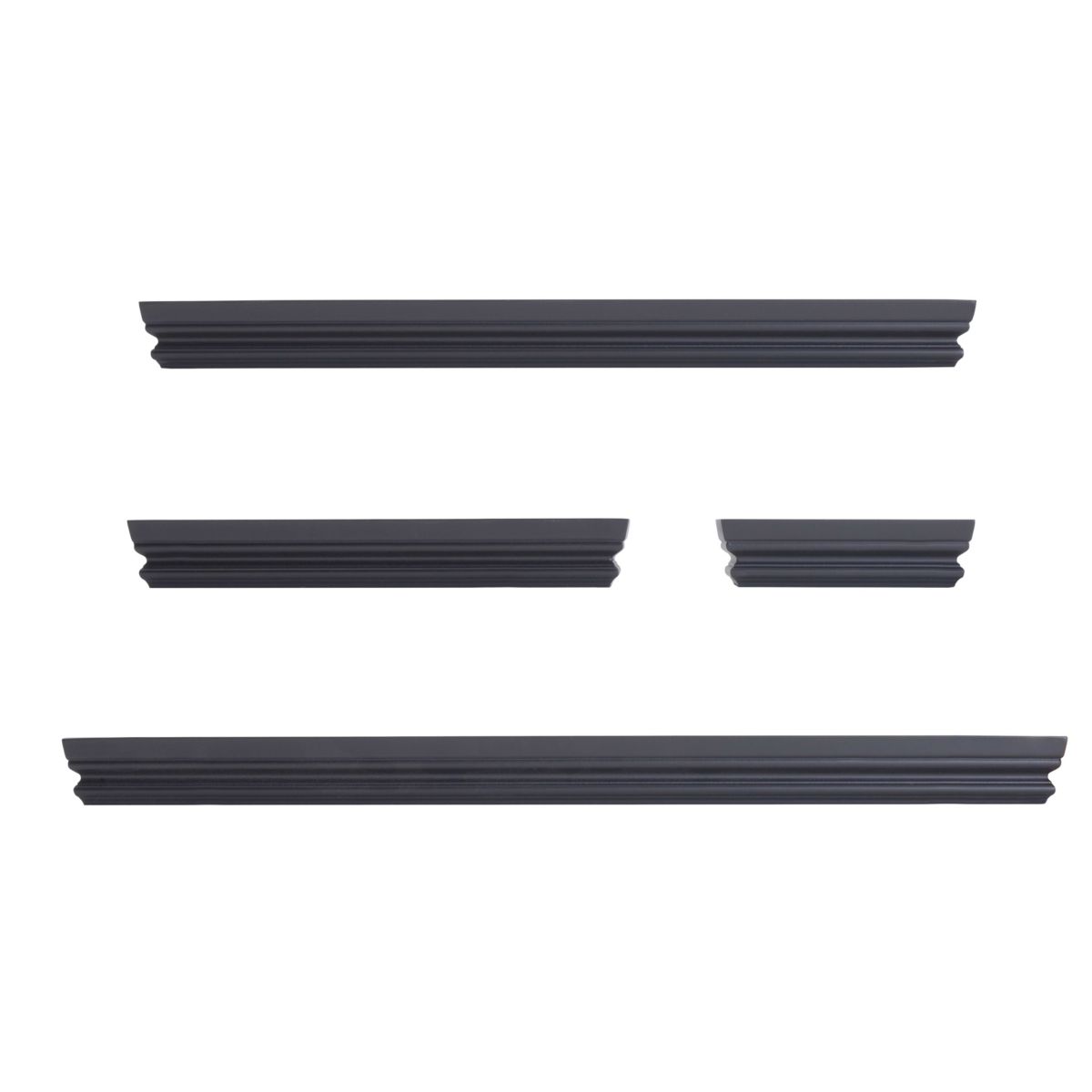 Floating Crown Molding Shelves for Bedroom, Living Room, Bathroom, Kitchen, Nursery, Set of 4, Black