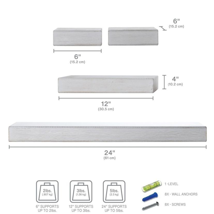 Set of 4 Chunky Shelves-White Veneer