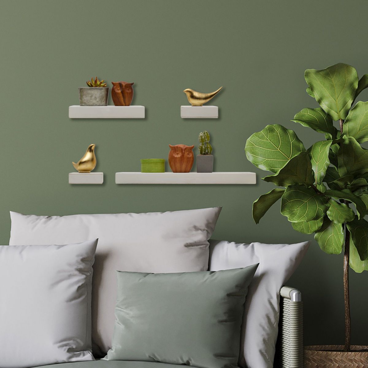 Set of 4 Chunky Shelves-White Veneer